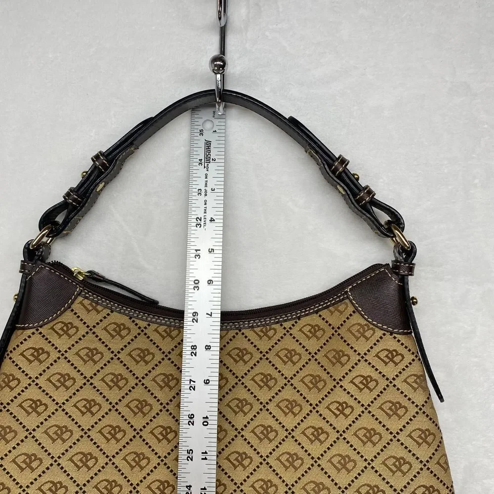 Dooney & Bourke Signature Canvas Hobo Bag Brown‎ Leather Trim Handbag